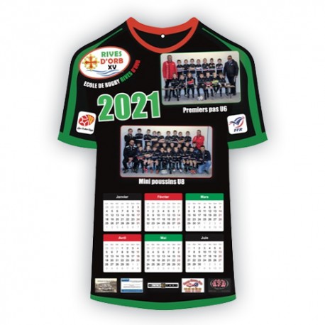 Calendrier forme maillot ● cartonné ● recto|verso