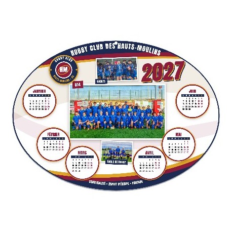 Calendrier ovale ● cartonné ● recto|verso